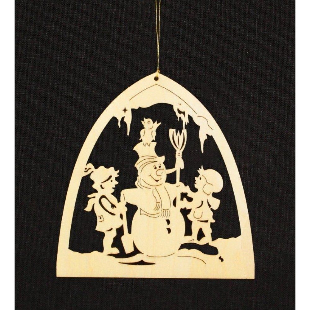Baumbehang Kinder mit Schneemann 10 cm
