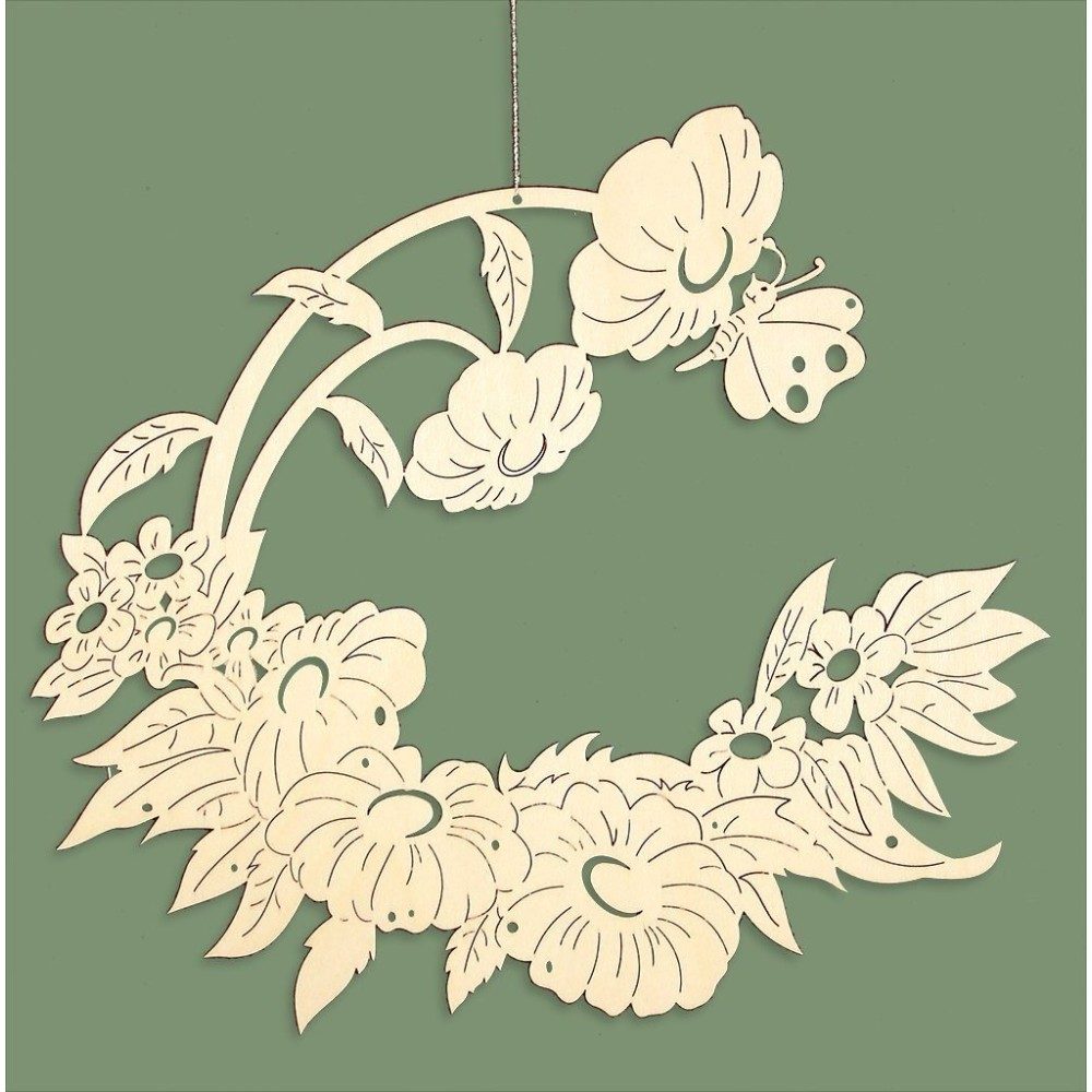 Fensterbild Blumenranke klein mit Schmetterling