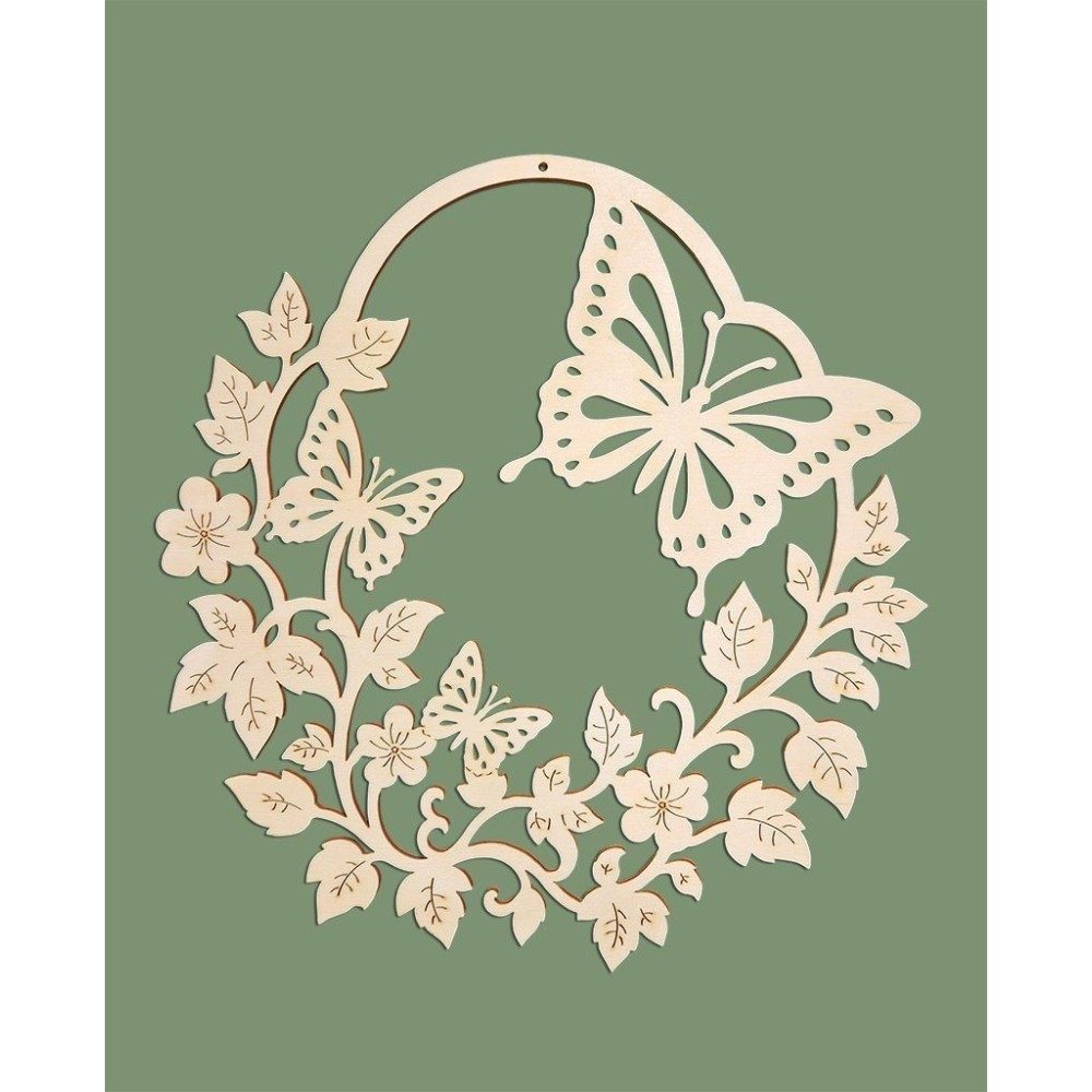 Fensterbild Schmetterlinge im Blumenkranz